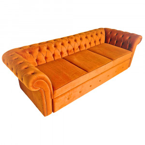 Canapea Extensibila Chesterfield, 250x100x75cm, 3 locuri, Velutto 33 Rust, Glasspandoor - Img 1