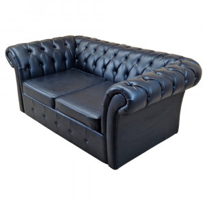 Canapea Fixa Chesterfield, 200x100x75cm, 2 locuri, Cayenne 1114 Black, Glasspandoor - Img 6