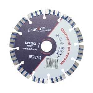 Disc diamantat turbo segmentat 150x22.23mm, segment 10mm pentru beton armat, piatra dura, pavele Breckner Germany, BRECKNER GERMANY, BK79741
