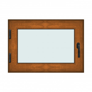 Fereastra 100x70cm, 1 canat, maro, stejar auriu, stanga si rabatare, Klass, 7cm, 6 camere, 2 garnituri