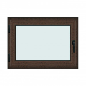 Fereastra 110x80cm, 1 canat, wenge (tabac), stanga si rabatare, Klass, 7cm, 6 camere, 2 garnituri