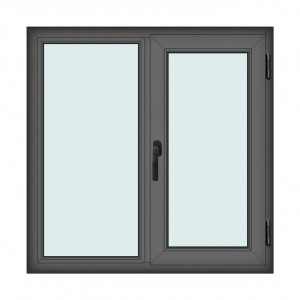 Fereastra 120x120cm, 2 canate, antracit, dreapta si rabatare, Klass, 7cm, 6 camere, 2 garnituri - Img 1