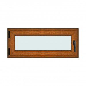 Fereastra 120x50cm, 1 canat, maro, stejar auriu, stanga si rabatare, Klass, 7cm, 6 camere, 2 garnituri - Img 1