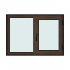 Fereastra 140x100cm, 2 canate, wenge (tabac), dreapta si rabatare, Klass, 7cm, 6 camere, 2 garnituri
