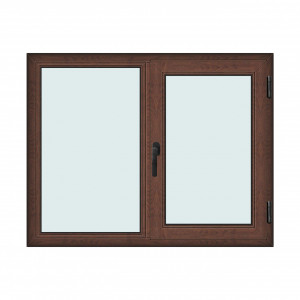 Fereastra 140x110cm, 2 canate, maro, nuc, dreapta si rabatare, Klass, 7cm, 6 camere, 2 garnituri - Img 1