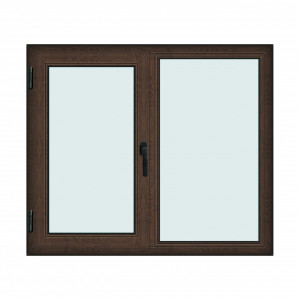 Fereastra 140x120cm, 2 canate, wenge (tabac), stanga si rabatare, Klass, 7cm, 6 camere, 2 garnituri - Img 1