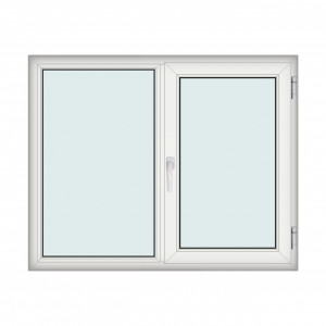 Fereastra 150x120cm, 2 canate, alb, dreapta si rabatare, Klass, 7cm, 6 camere, 2 garnituri