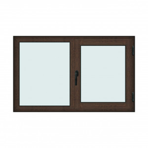 Fereastra 160x100cm, 2 canate, wenge (tabac), dreapta si rabatare, Klass, 7cm, 6 camere, 2 garnituri - Img 1