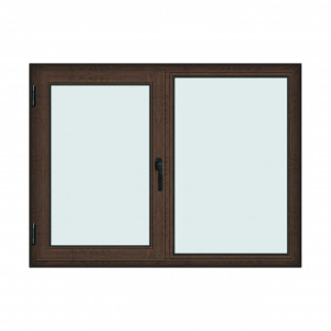 Fereastra 160x120cm, 2 canate, wenge (tabac), stanga si rabatare, Klass, 7cm, 6 camere, 2 garnituri - Img 1