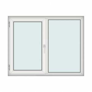 Fereastra 165x130cm, 2 canate, alb, stanga si rabatare, Klass, 7cm, 6 camere, 2 garnituri
