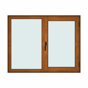 Fereastra 165x130cm, 2 canate, maro, stejar auriu, dreapta si rabatare, Klass, 7cm, 6 camere, 2 garnituri