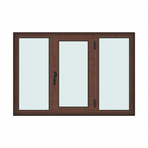 Fereastra 175x120cm, 3 canate, maro, nuc, dreapta si rabatare, Klass, 7cm, 6 camere, 2 garnituri