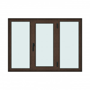 Fereastra 180x130cm, 3 canate, wenge (tabac), dreapta si rabatare, Klass, 7cm, 6 camere, 2 garnituri - Img 1