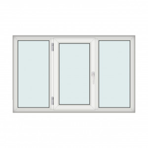 Fereastra 190x120cm, 3 canate, alb, stanga si rabatare, Klass, 7cm, 6 camere, 2 garnituri - Img 1