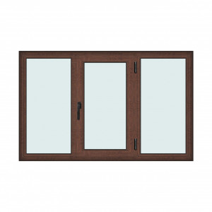 Fereastra 190x120cm, 3 canate, maro, nuc, dreapta si rabatare, Klass, 7cm, 6 camere, 2 garnituri