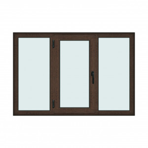 Fereastra 190x130cm, 3 canate, wenge (tabac), stanga si rabatare, Klass, 7cm, 6 camere, 2 garnituri