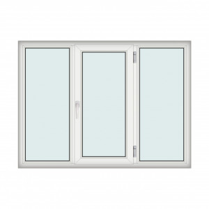 Fereastra 190x140cm, 3 canate, alb, dreapta si rabatare, Klass, 7cm, 6 camere, 2 garnituri - Img 1