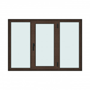 Fereastra 200x140cm, 3 canate, wenge (tabac), dreapta si rabatare, Klass, 7cm, 6 camere, 2 garnituri - Img 1