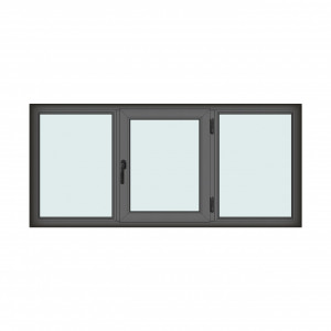 Fereastra 220x100cm, 3 canate, antracit, dreapta si rabatare, Klass, 7cm, 6 camere, 2 garnituri - Img 1