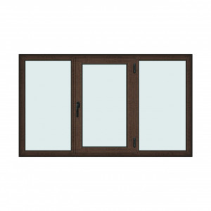 Fereastra 220x130cm, 3 canate, wenge (tabac), dreapta si rabatare, Klass, 7cm, 6 camere, 2 garnituri - Img 1