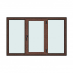 Fereastra 220x140cm, 3 canate, maro, nuc, dreapta si rabatare, Klass, 7cm, 6 camere, 2 garnituri