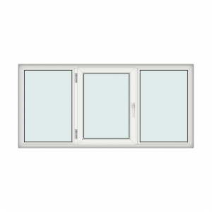 Fereastra 230x110cm, 3 canate, alb, stanga si rabatare, Klass, 7cm, 6 camere, 2 garnituri