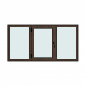 Fereastra 230x120cm, 3 canate, wenge (tabac), stanga si rabatare, Klass, 7cm, 6 camere, 2 garnituri