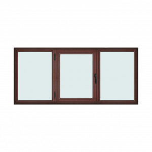 Fereastra 240x110cm, 3 canate, mahon, stanga si rabatare, Klass, 7cm, 6 camere, 2 garnituri - Img 1