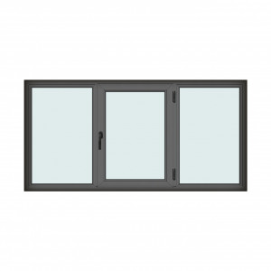 Fereastra 240x120cm, 3 canate, antracit, dreapta si rabatare, Klass, 7cm, 6 camere, 2 garnituri - Img 1
