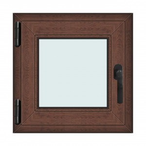 Fereastra 60x60cm, 1 canat, maro, nuc, stanga si rabatare, Klass, 7cm, 6 camere, 2 garnituri