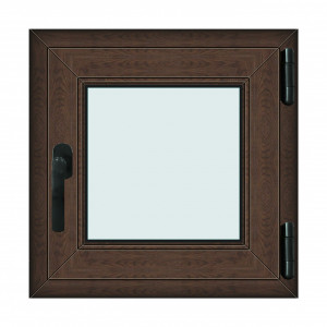 Fereastra 60x60cm, 1 canat, wenge (tabac), dreapta si rabatare, Klass, 7cm, 6 camere, 2 garnituri - Img 1