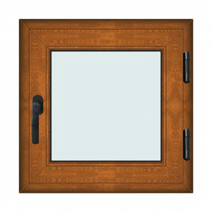 Fereastra 70x70cm, 1 canat, maro, stejar auriu, dreapta si rabatare, Klass, 7cm, 6 camere, 2 garnituri
