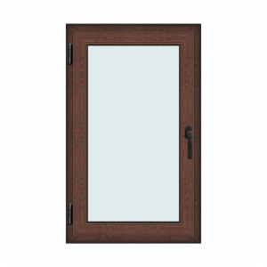 Fereastra 80x130cm, 1 canat, maro, nuc, stanga si rabatare, Klass, 7cm, 6 camere, 2 garnituri