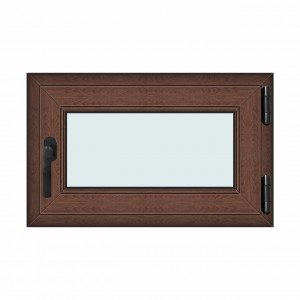 Fereastra 80x50cm, 1 canat, maro, nuc, dreapta si rabatare, Klass, 7cm, 6 camere, 2 garnituri - Img 1