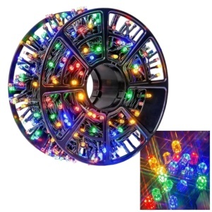 Instalație Luminoasă pe Rola – 30 m, 180 LED Multicolor, Model „Diamant”, Cablu Negru - Img 4