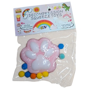 Jucărie Antistres Squeeze Toy – Lăbuță Multicolor, 6 cm - Roz/Alb