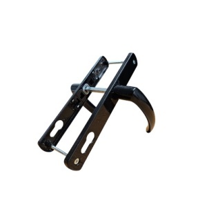 Maner usa, aluminiu, cu arc, latime sild 35mm, interax 92mm, negru, reversibil, tija si suruburi incluse, Glasspandoor - Img 2