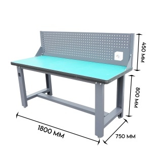 Masa, banc de lucru atelier cu priza 220V si panou perforat 1800x750x800+450mm, DISSY62