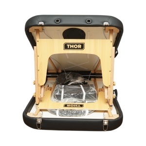 Masa de masaj pliabila portabila 2 zone, cadru lemn, spuma 6cm, inaltime 55-76cm, piele ecologica neagra 60x213cm THOR, THOR, 40TH437 - Img 5