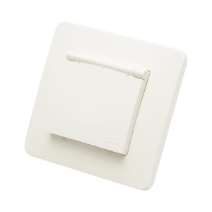 Priza schuko alba incastrata 220V, 16A, PC cu capac de protectie IP44 80x80mm, DISRP52