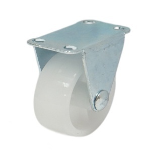 Roata fixa 40x17mm fara frana, polipropilena alba, placa otel 46x24mm 20kg, DISVF93