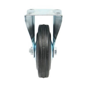 Roata fixa industriala 125x33mm fara frana, cauciuc plin negru, placa otel 100x80mm 95kg, DISVF62 - Img 4