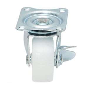 Roata pivotanta 40x17mm cu frana, polipropilena alba, placa otel 45x38mm 20kg, DISVF97 - Img 5