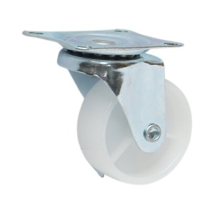 Roata pivotanta 50x22mm cu frana, polipropilena alba, placa otel 58x47mm 30kg, DISVF98 - Img 4