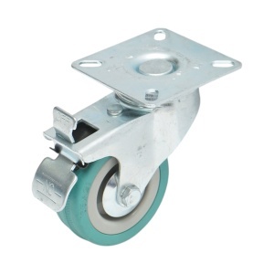 Roata pivotanta 65x19mm cu frana, cauciuc plin albastru, placa otel 65x65mm 35kg, DISVF81