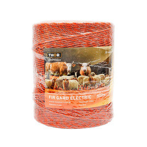 Rola fir portocaliu-maro fi 3mm insertie metalica 5x0.2mm SS, rezistenta 4.5 Ohm/m, 500m gard electric, Cod: 87TH622, Brand: THOR - Img 2
