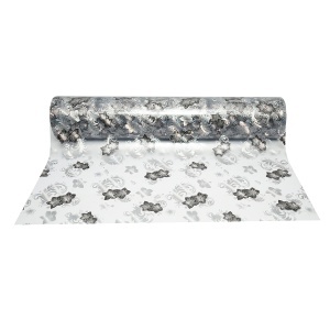 Rola folie protectie masa transparenta PVC siliconizat 1x20m, grosime 1.2mm, model floral negru Breckner Germany - Img 2