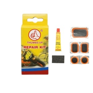 Set 5 petice vulcanizare anvelope si camere de aer 24x35mm, 25mm, 32x50mm + hartie abraziva + 1 tub adeziv 8ml, DISUZ86