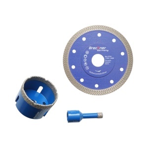 Set 7 carote diamantate 10-68mm, filet interior M14 + 2 discuri 115, 125mm pentru placi ceramice, marmura, granit Breckner Germany, BRECKNER GERMANY, BK93061 - Img 7