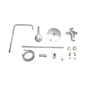 Set dus multifunctional de perete cu dus de mana, pipa cada, dus rotund, cartus ceramic, crom lucios, Cod: DISSY42 - Img 2